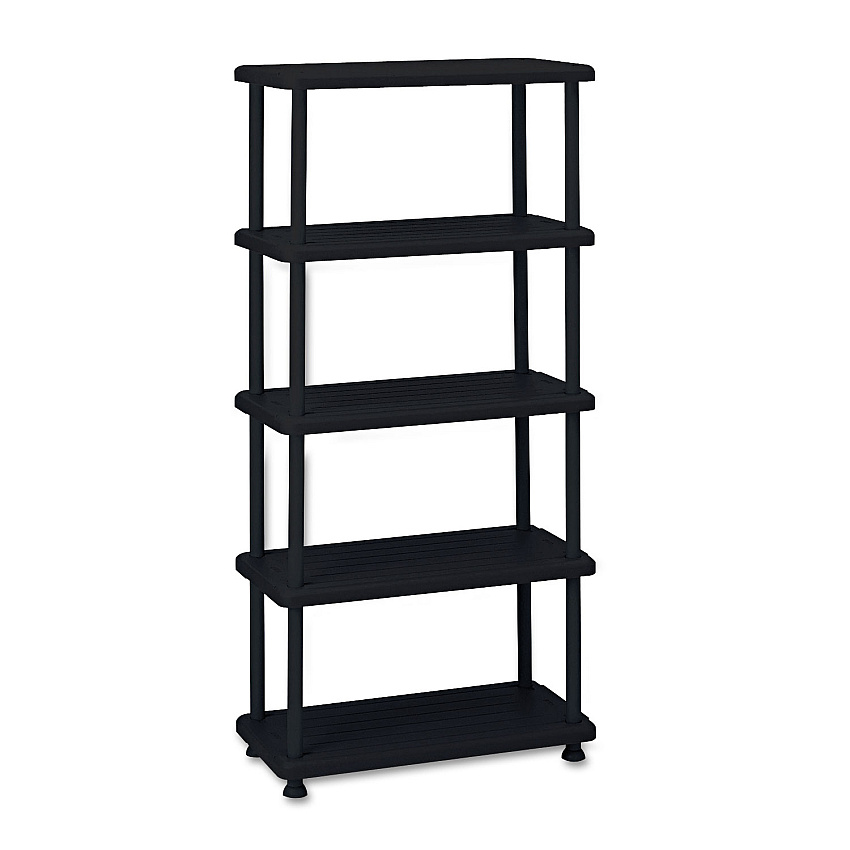 Iceberg Rough n Ready Open Storage System, Five-Shelf, Blow-Molded HDPE, 36w x 18d x 74h, Black (ICE20851)