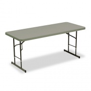 Iceberg IndestrucTable Classic Adjustable-Height Folding Table, Rectangular, 72w x 30d x 25 to 35h, Charcoal (65627)