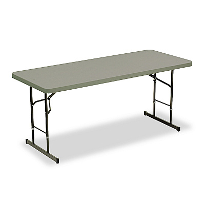 Iceberg IndestrucTable Classic Adjustable-Height Folding Table, Rectangular, 72" x 30" x 25" to 35", Charcoal (ICE65627)