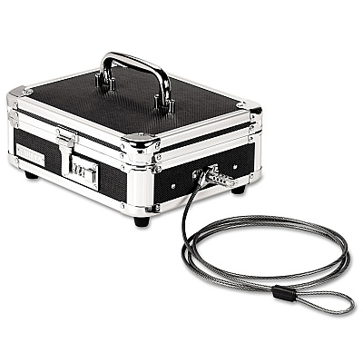 Vaultz Locking Cast Box with Tumbler Lock, 10 x 8.75 x 5, Plastic; Steel, Black and Chrome (IDEVZ01002)