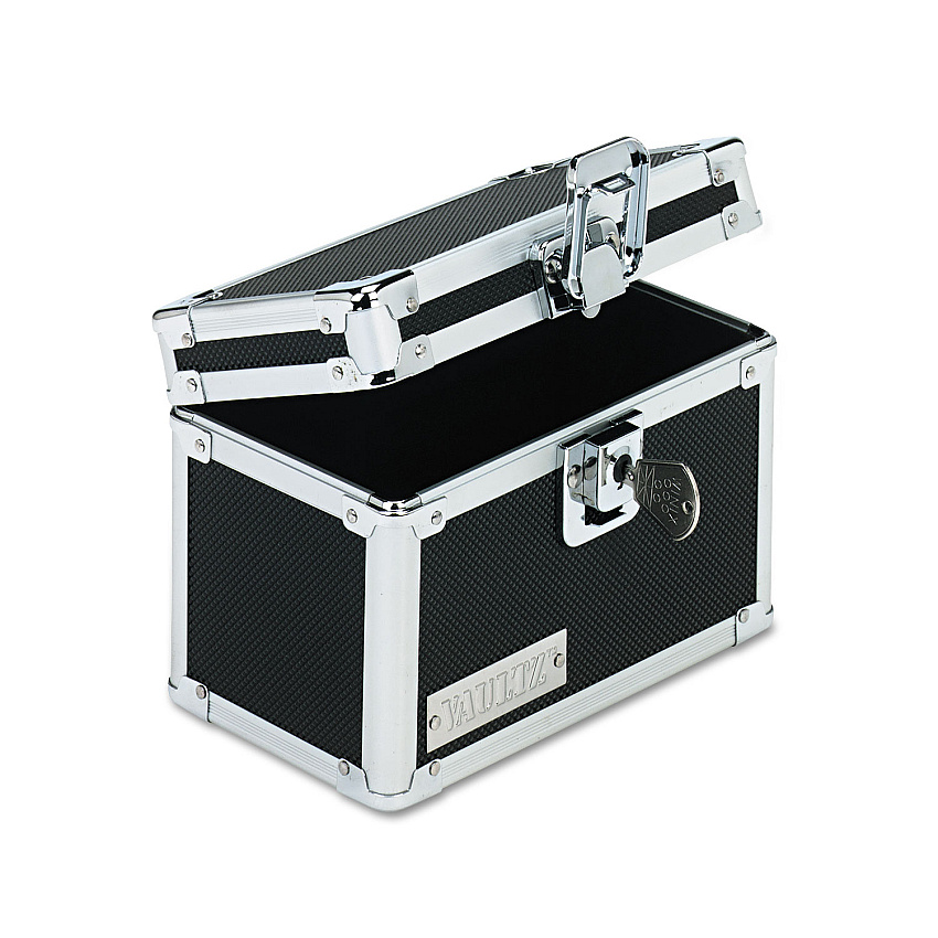 Vaultz Locking Index Card File with Flip Top, Holds 350 3 x 5 Cards, 6 x 4 x 4.25, Black (IDEVZ01169)