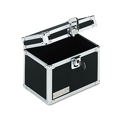 Vaultz Locking Index Card File with Flip Top, Holds 450 4 x 6 Cards, 7 x 5 x 5, Black (IDEVZ01171)