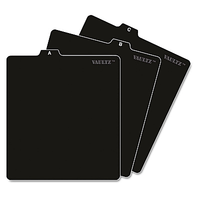 Vaultz A-Z CD File Guides, 1/3-Cut Top Tab, A to Z, 5 x 5.75, Black, 26/Set (IDEVZ01176)
