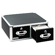 Vaultz Locking Two-Drawer Index Card Box, Holds 3,000 4 x 6 Cards, 17.5 x 14 x 6.5, Black (IDEVZ01395)
