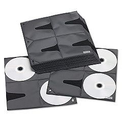 Vaultz Two-Sided CD Refill Pages for Three-Ring Binder, 8 Disc Capacity, Clear/Black, 25/Pack (IDEVZ01401)