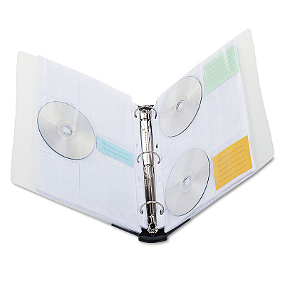 Innovera CD/DVD Three-Ring Refillable Binder, Holds 90 Discs, Midnight Blue/Clear (IVR39300)