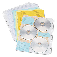 Innovera Two-Sided CD/DVD Pages for Three-Ring Binder, 6 Disc Capacity, Clear, 10/Pack (IVR39301)