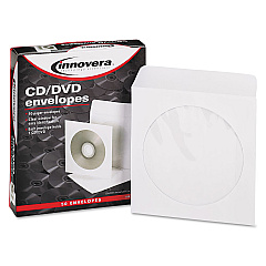 Innovera CD/DVD Envelopes, Clear Window, 1 Disc Capacity, White, 50/Pack (IVR39403)