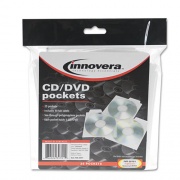 Innovera CD/DVD Pockets, 1 Disc Capacity, Clear, 25/Pack (39701)