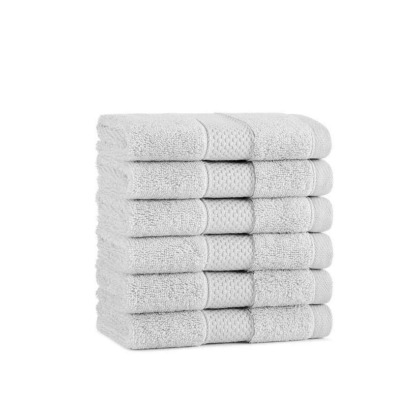 Aston & Arden Egyptian Cotton Washcloth 13x13 Light Grey, Pack Of 6 (P-EGYP-1313-LGY)