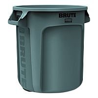 Rubbermaid Commercial Vented Round Brute Container, 10 gal, Plastic, Gray (RCP2610GRA)