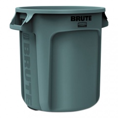 Rubbermaid Commercial Vented Round Brute Container, 10 gal, Plastic, Gray (2610GRA)