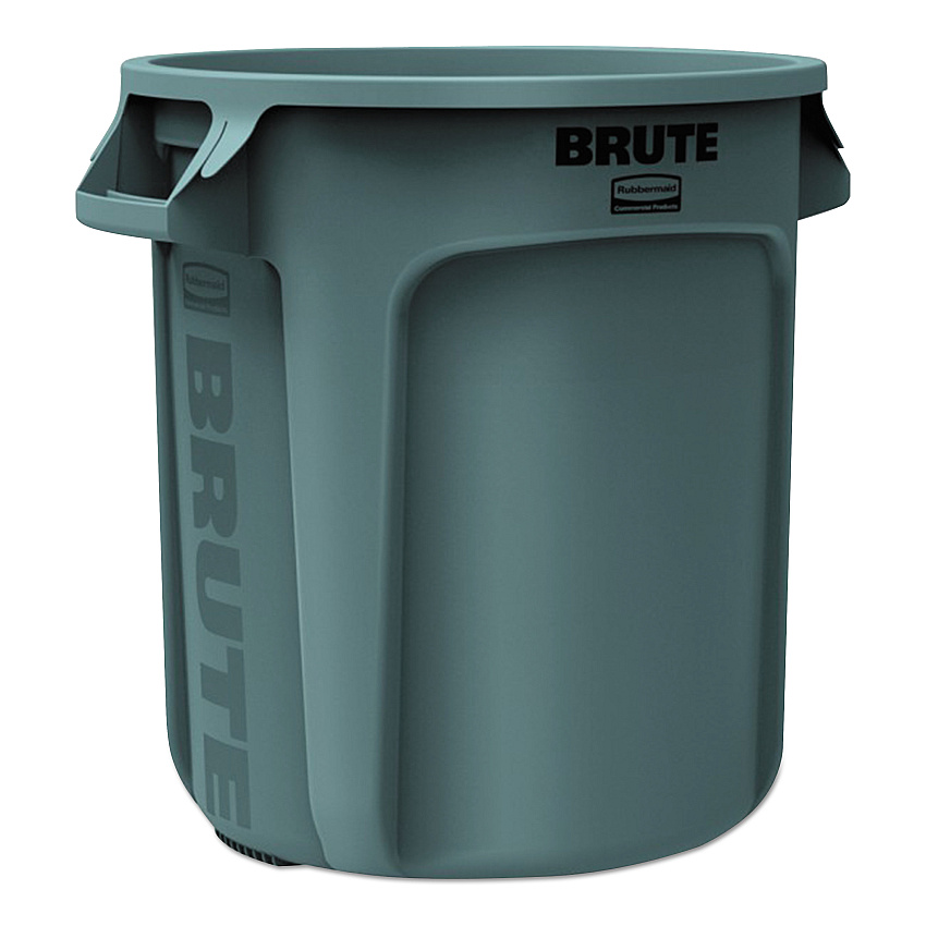 Rubbermaid Commercial Vented Round Brute Container, 10 gal, Plastic, Gray (RCP2610GRA)