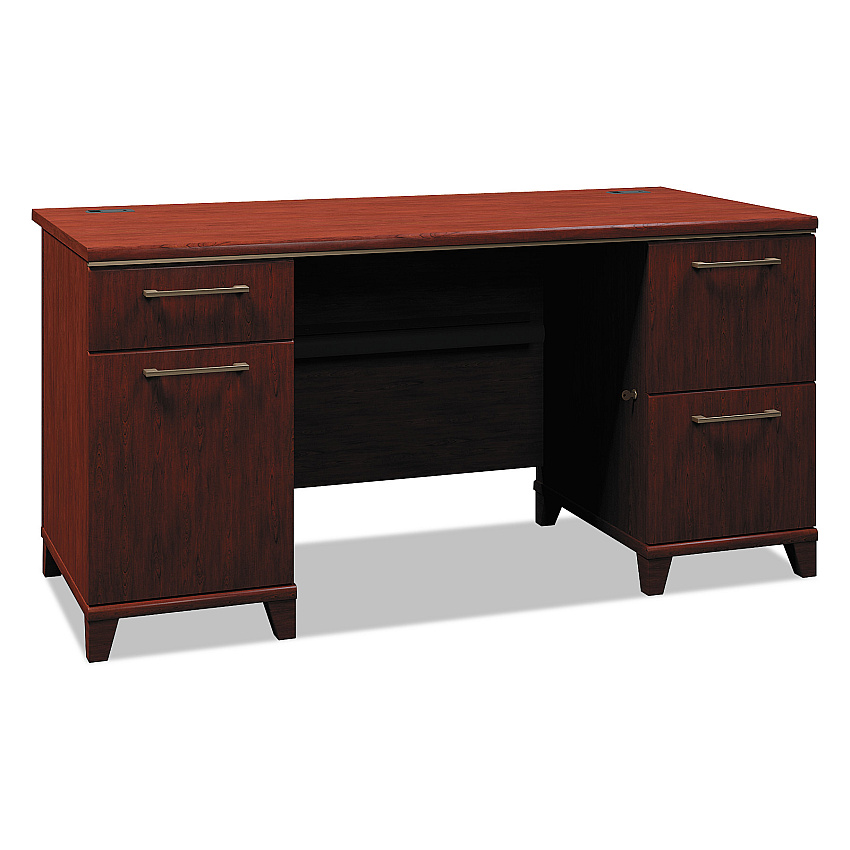 Bush Enterprise Collection Double Pedestal Desk, 60" X 28.63" X 29.75", Harvest Cherry, (box 2 Of 2) (BSH2960CSA203)