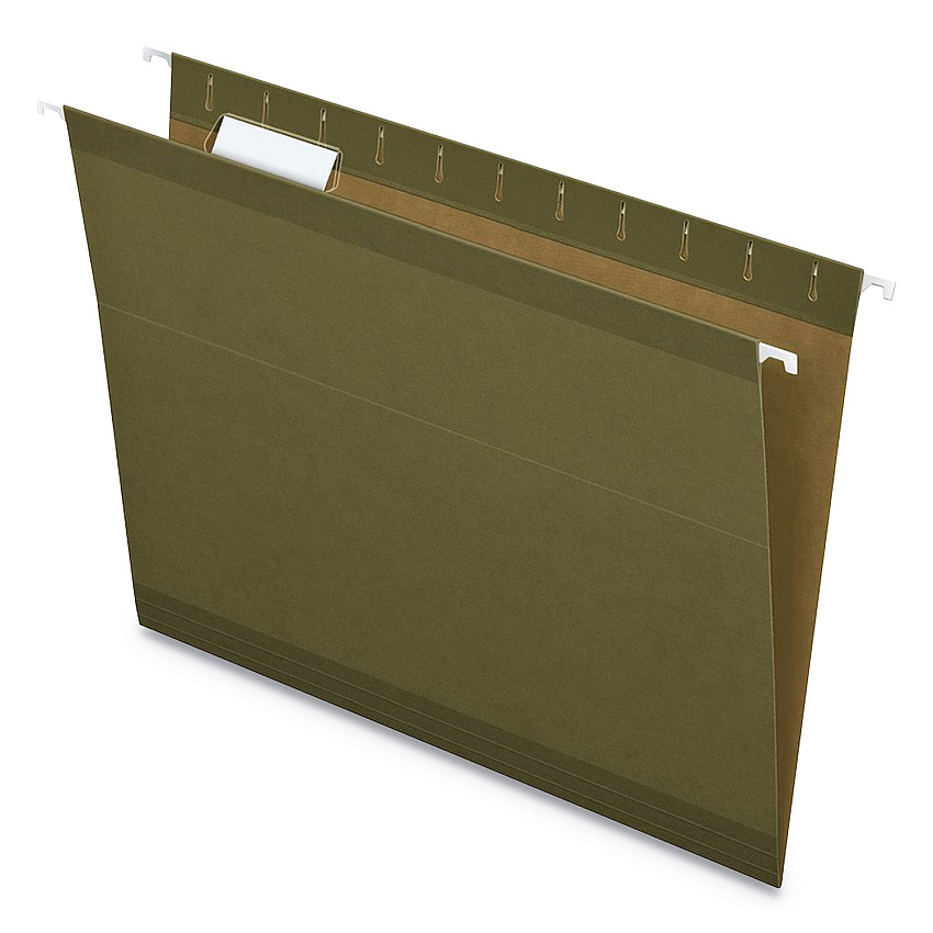 Earthwise by Pendaflex 100% Recycled Colored Hanging File Folders, Printable Inserts, Letter Size, 1/5-Cut Tabs, Green, 25/BX (PFXRCY415215SGR)