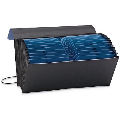 Smead Handy File with Pockets, 21 Sections, Elastic Cord Closure, 1/2-Cut Tabs, Check Size, Black/Blue (SMD70506)