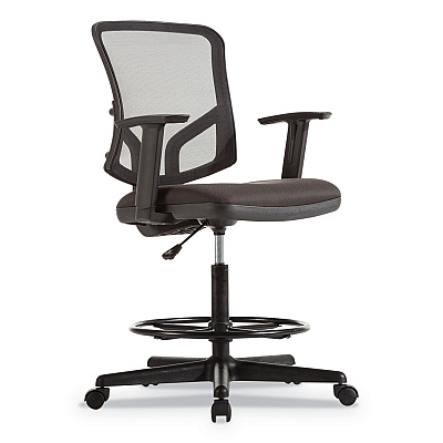 Alera Everyday Task Stool, Fabric Seat, Mesh Back, Supports Up to 275 lb, 20.9" to 29.6" Seat Height, Black (ALETE4617)