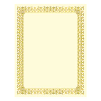 Southworth Premium Certificates, 8.5 x 11, Ivory/Gold with Fleur Gold Foil Border, 15/Pack (SOUCTP1V)