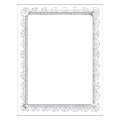 Southworth Premium Certificates, 8.5 x 11, White/Silver with Spiro Silver Foil Border,15/Pack (SOUCTP2W)