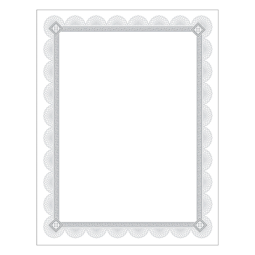 Southworth Premium Certificates, 8.5 x 11, White/Silver with Spiro Silver Foil Border,15/Pack (SOUCTP2W)