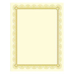 Southworth Premium Certificates, 8.5 x 11, Ivory/Gold with Spiro Gold Foil Border,15/Pack (SOUCTP2V)