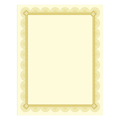 Southworth Premium Certificates, 8.5 x 11, Ivory/Gold with Spiro Gold Foil Border,15/Pack (SOUCTP2V)