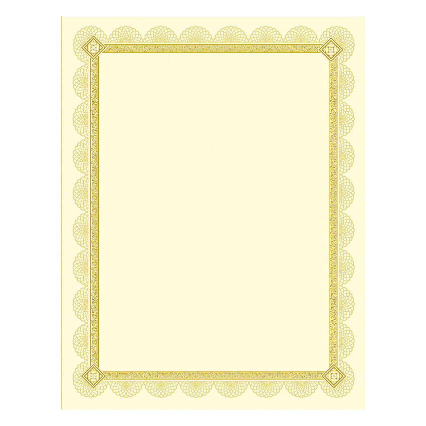 Southworth Premium Certificates, 8.5 x 11, Ivory/Gold with Spiro Gold Foil Border,15/Pack (SOUCTP2V)