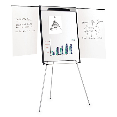 MasterVision Tripod Extension Bar Magnetic Dry-Erase Easel, 39" to 72" High, Black/Silver (BVCEA23066720)