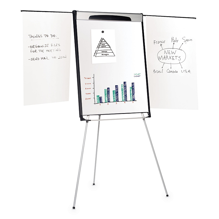 MasterVision Tripod Extension Bar Magnetic Dry-Erase Easel, 39" to 72" High, Black/Silver (BVCEA23066720)