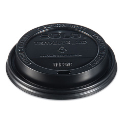Solo Traveler Cappuccino Style Dome Lid, Fits 10 oz to 24 oz Cups, Black, 100/Sleeve, 10 Sleeves/Carton (TLB316)