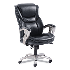 SertaPedic Emerson Executive Task Chair, Supports Up to 300 lb, 19" to 22" Seat Height, Black Seat/Back, Silver Base (SRJ49710BLK)