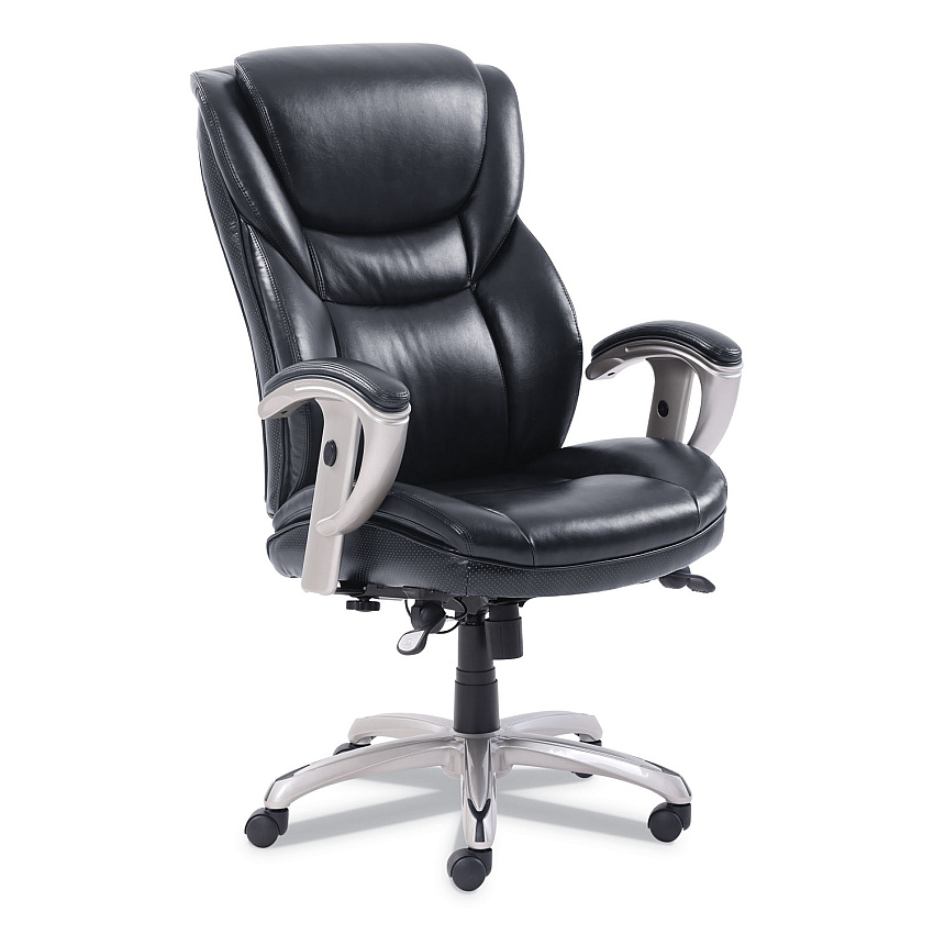 SertaPedic Emerson Executive Task Chair, Supports Up to 300 lb, 19" to 22" Seat Height, Black Seat/Back, Silver Base (SRJ49710BLK)