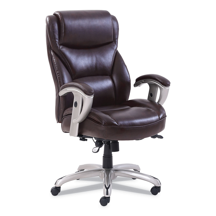 SertaPedic Emerson Big and Tall Task Chair, Supports Up to 400 lb, 19.5" to 22.5" Seat Height, Brown Seat/Back, Silver Base (SRJ49416BRW)