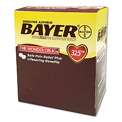 Bayer Aspirin Tablets, Two-Pack, 50 Packs/Box (PFYBXBG50)