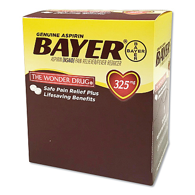 Bayer Aspirin Tablets, Two-Pack, 50 Packs/Box (PFYBXBG50)