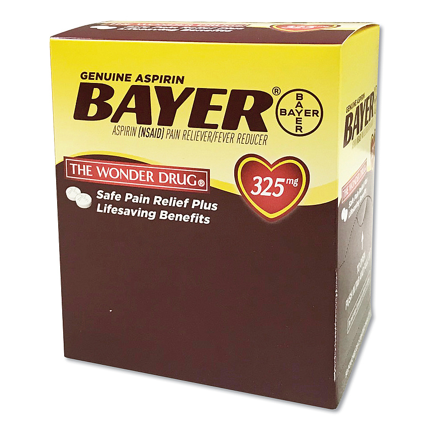 Bayer Aspirin Tablets, Two-Pack, 50 Packs/Box (PFYBXBG50)
