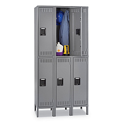Tennsco Double Tier Locker with Legs, Triple Stack, 36w x 18d x 78h, Medium Gray (TNNDTS1218363MG)