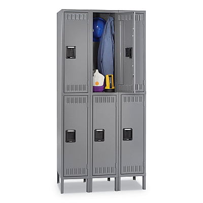 Tennsco Double Tier Locker with Legs, Triple Stack, 36w x 18d x 78h, Medium Gray (TNNDTS1218363MG)