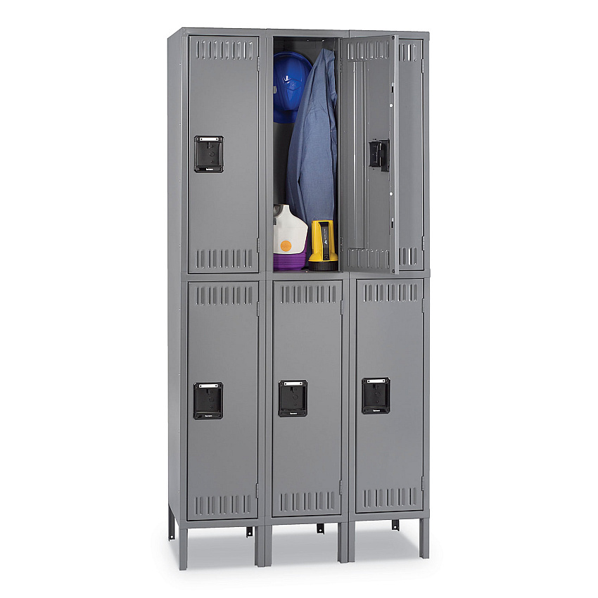 Tennsco Double Tier Locker with Legs, Triple Stack, 36w x 18d x 78h, Medium Gray (TNNDTS1218363MG)