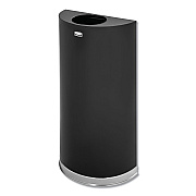 Rubbermaid Commercial European and Metallic Series Open Top Half-Round Receptacle, 12 gal, Steel, Black/Chrome (RCPSO1220B)