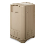 Rubbermaid Commercial Plaza Indoor/Outdoor Waste Container, Rectangular, Plastic, 50 gal, Beige (396400BG)