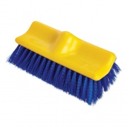 Rubbermaid Commercial Bi-Level Deck Scrub Brush, Blue Polypropylene Bristles, 10" Brush, 10" Plastic Block, Tapered Hole (6337BLU)