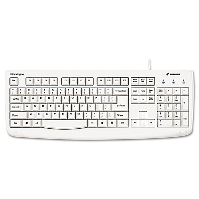 Kensington Pro Fit USB Washable Keyboard, 104 Keys, White (KMW64406)