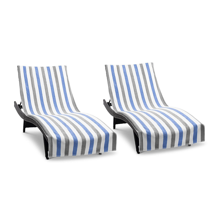 Cabo Cabana Chaise Cover 30x85 Grey/navy, Pack Of 2 (P-CC-CC-GY/NV)
