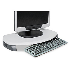 Kantek CRT/LCD Stand with Keyboard Storage, 23" x 13.25" x 3", Light Gray/Dark Gray, Supports 80 lbs (KTKMS280)