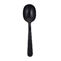 Heavy Weight Polystyrene Unwrapped Soup Spoon, Black (1000 Per Case), Case Of 1000 (CPSHWSSBKE1)