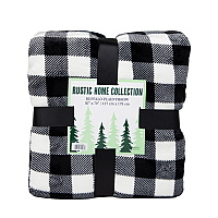 Buffalo Plaid Throw 50x70 - Black & White, Case Of 12 (THROW-BLKPLD-50X70-CS)