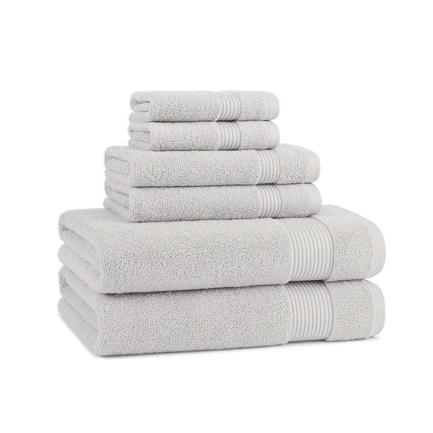 Host & Home 6pc Bath Towel Set Light Grey, 6 Piece Set (P-BSET-HH-LGY)