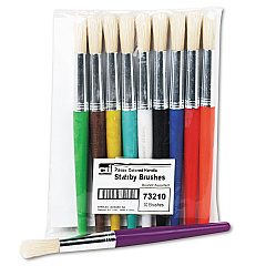 Charles Leonard Stubby Brush Set, Natural Bristle, Round Profile, 10/Set (LEO73210)