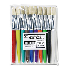Charles Leonard Stubby Brush Set, Natural Bristle, Flat Profile, 10/Set (LEO73290)